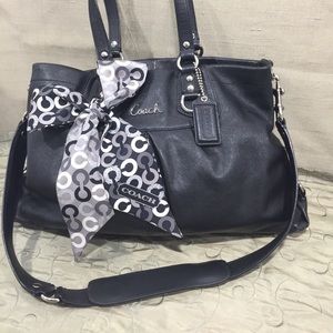 Classic Coach Black Leather Satchel Purse